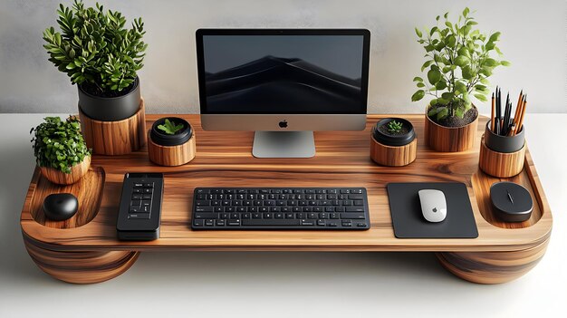 Photo modern 3d desk setup with mouse and keyboard for remote work essential tools for productivity iso