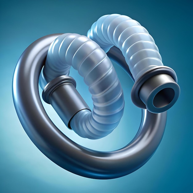 A modern 3D illustration of a water hose with a sleek futuristic design