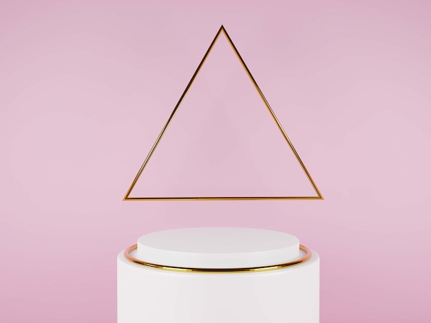 Modern 3d pink podium circle with triangle scene for product display