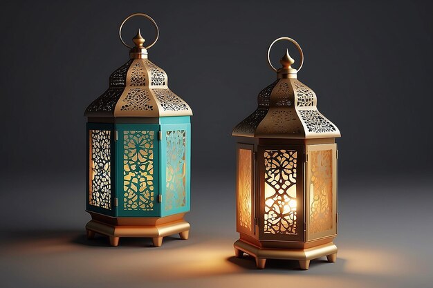 Modern 3d realistic arabic ramadan lantern