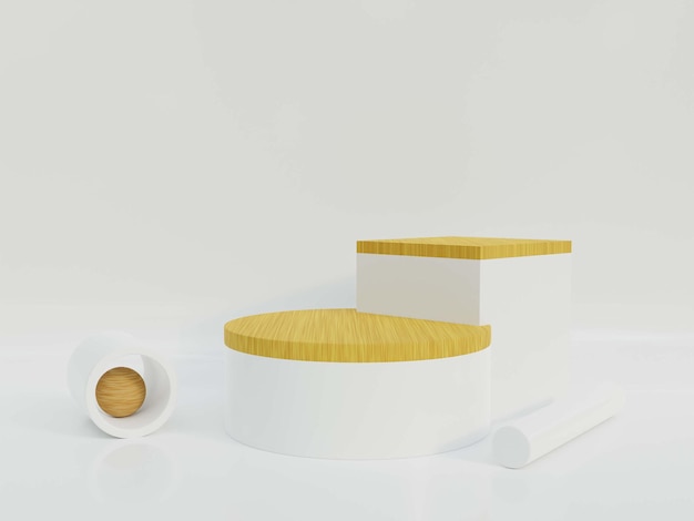 Modern 3d white podium wood scene for product display