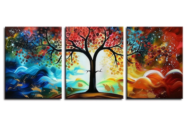 Modern 3Panel Wall Art Serene Cloud Tree Canvas Prints for Stylish Home and Office Decor