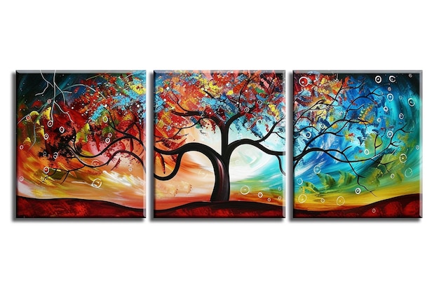 Modern 3Panel Wall Art Serene Cloud Tree Canvas Prints for Stylish Home and Office Decor