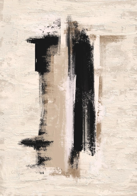 Modern Abstract Black Beige Acrylic Brushstroke Printable Canvas Art