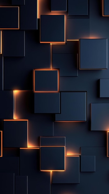 Modern Abstract Dark Background Glowing Orange Edges Technology Design