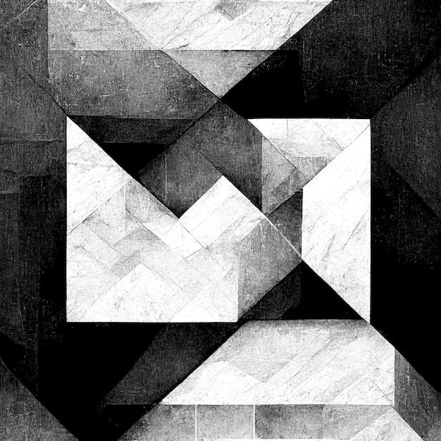 Modern abstract dynamic shapes black and white background with grainy paper texture Digital art