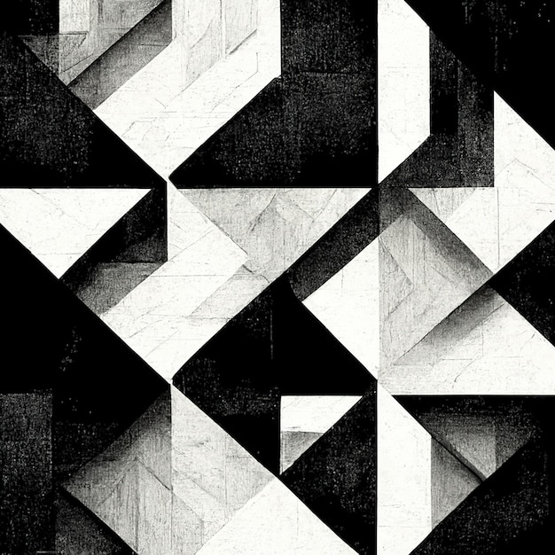 Modern abstract dynamic shapes black and white background with grainy paper texture Digital art