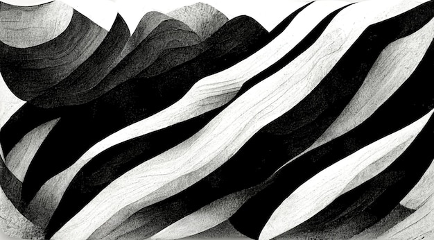 Modern abstract dynamic shapes black and white background with grainy paper texture Digital art