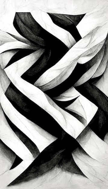 Modern abstract dynamic shapes black and white background with grainy paper texture Digital art