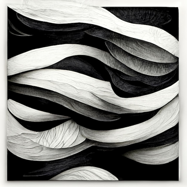 Modern abstract dynamic shapes black and white background with grainy paper texture Digital art