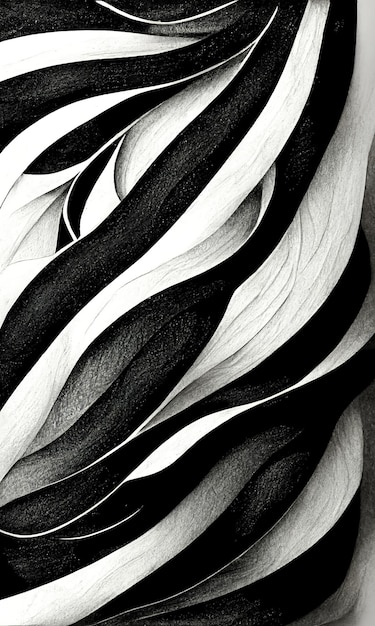 Modern abstract dynamic shapes black and white background with grainy paper texture Digital art