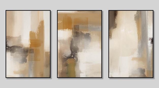 Modern abstract gray and gold watercolor art pattern watercolor composition hanging picture