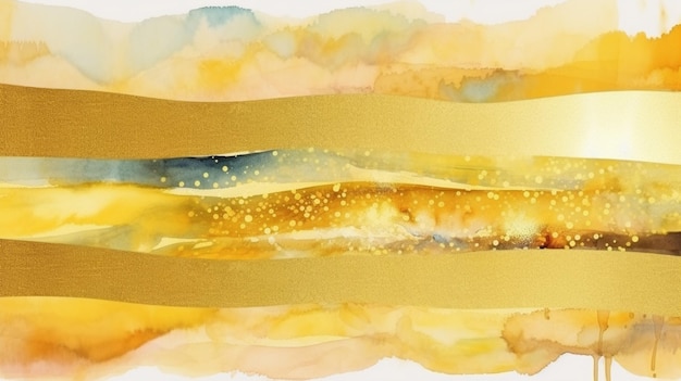 Modern Abstract grunge gold striped pattern liquid watercolor background generative AI