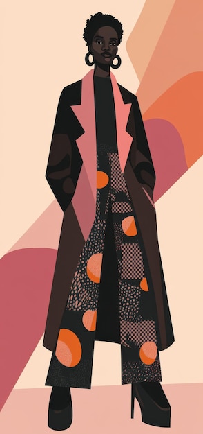 Photo modern abstract illustration of stylish woman in colorful fashion attire