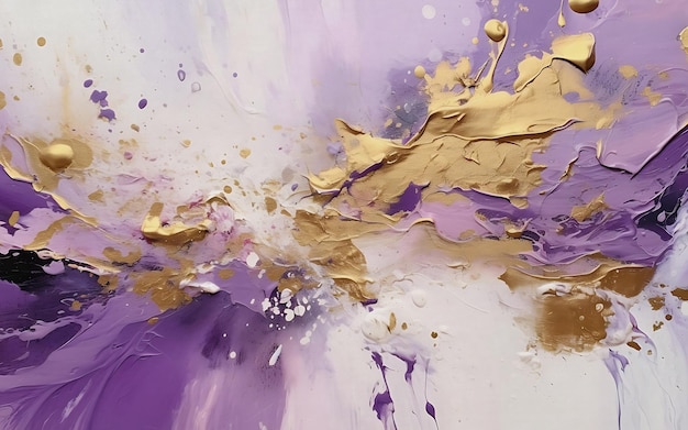 Modern abstract purple and gold oil painting art background wall