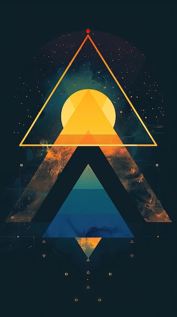 Modern abstract pyramid design with cosmic and astral influences suitable for mystical themed