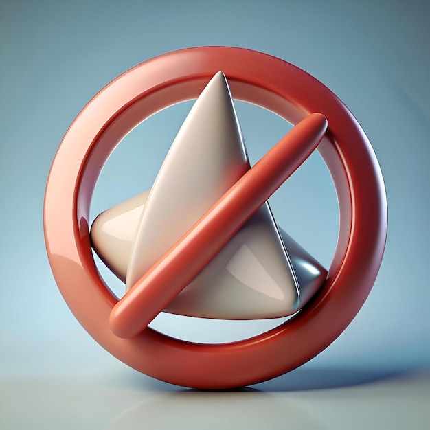 Photo a modern and abstract representation of a no sign featuring a white triangle intersected by a red circle