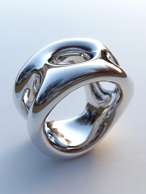 Photo a modern abstract ring crafted from smooth reflective chrome metal