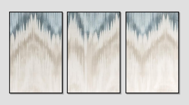 Modern abstract vintage textured art illustration gray background abstract triptych