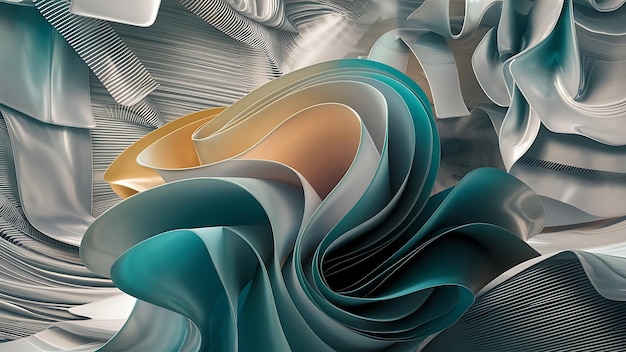 modern abstract wallpaper with curvy layers and folds 3d rendering background