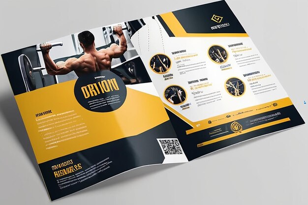 Photo modern aesthetic gym bifold brochure template