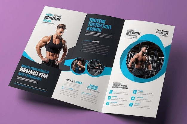 Photo modern aesthetic gym bifold brochure template