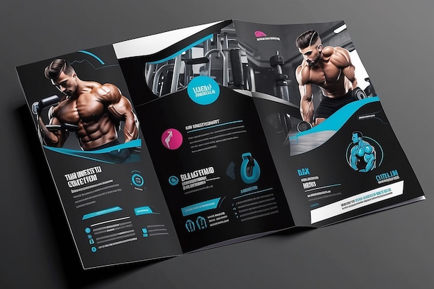 Photo modern aesthetic gym bifold brochure template