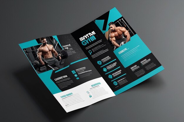 Photo modern aesthetic gym bifold brochure template