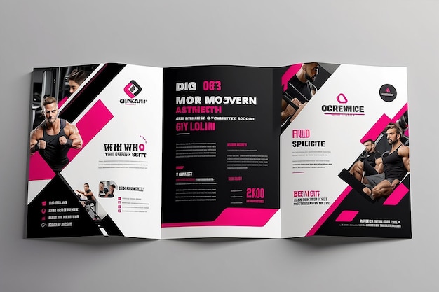 Photo modern aesthetic gym bifold brochure template