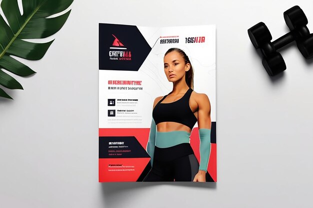 Photo modern aesthetic gym bifold brochure template