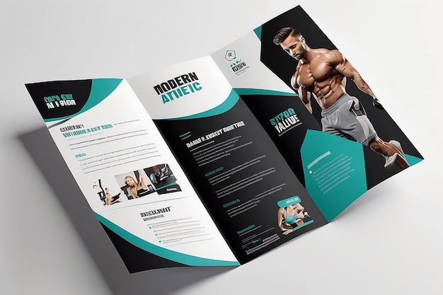 Modern Aesthetic Gym Bifold Brochure Template