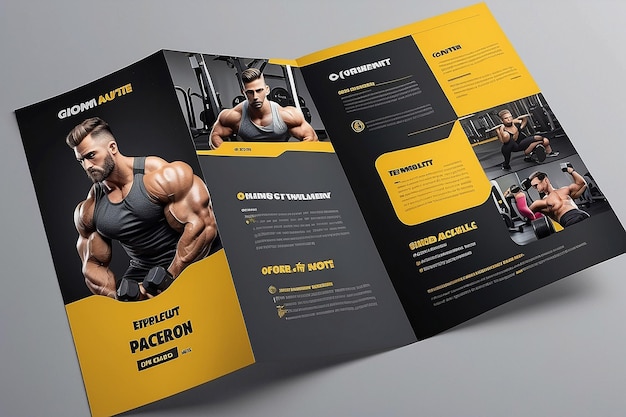 Photo modern aesthetic gym bifold brochure template