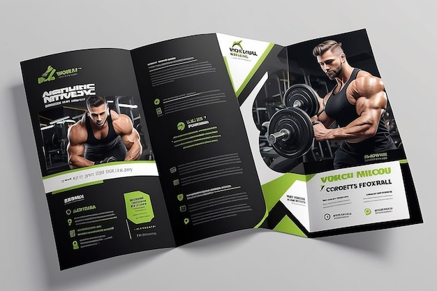 Photo modern aesthetic gym bifold brochure template