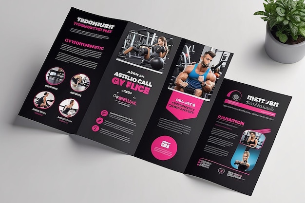 Photo modern aesthetic gym bifold brochure template