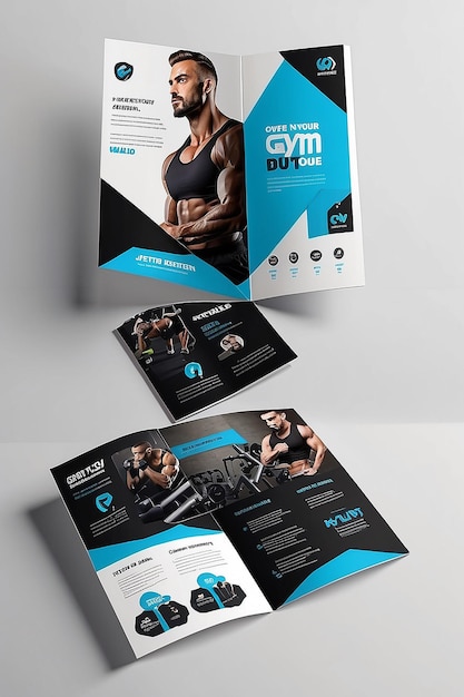 Modern Aesthetic Gym Bifold Brochure Template