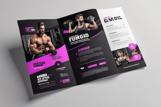 Photo modern aesthetic gym bifold brochure template