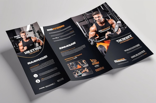 Photo modern aesthetic gym bifold brochure template