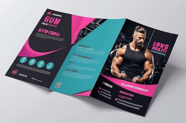 Photo modern aesthetic gym bifold brochure template