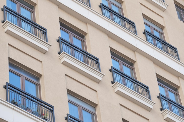 Modern apartment buildings with window and balcony