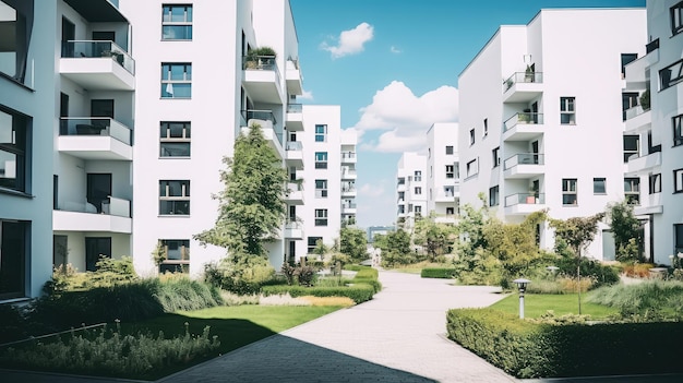 Photo modern apartment complex on a sunny day