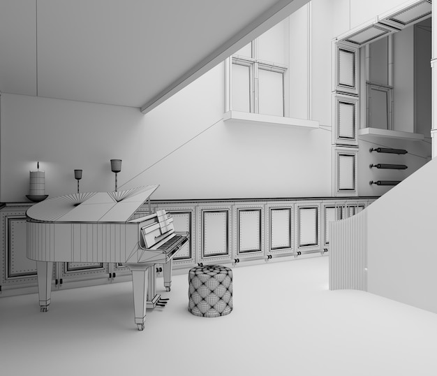 modern apartment interior, 3D illustration