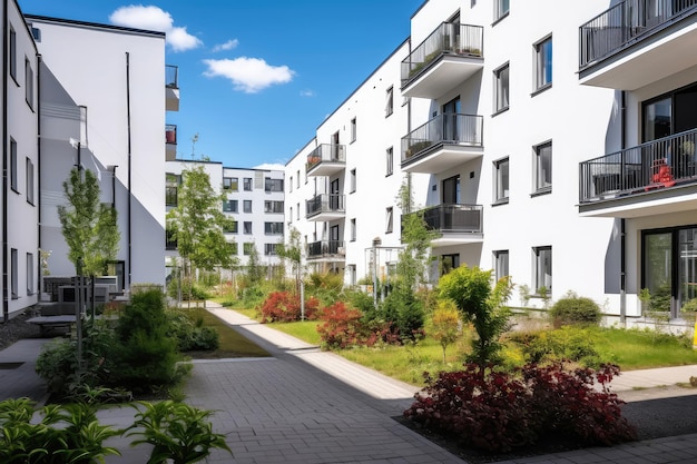 Modern Apartment Living with Landscaped Courtyard View