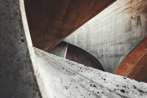 Modern architectural structure with concrete and abstract shapes showcasing industrial design and artistic construction angles