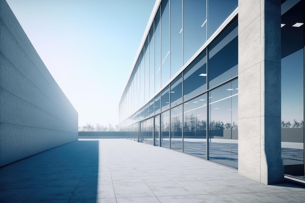 Modern architecture exterior of public hall entrance in urban building outdoor