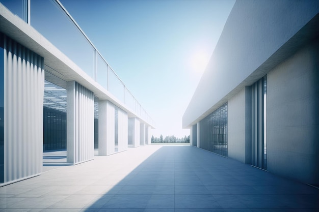 Modern architecture exterior of public hall entrance in urban building outdoor