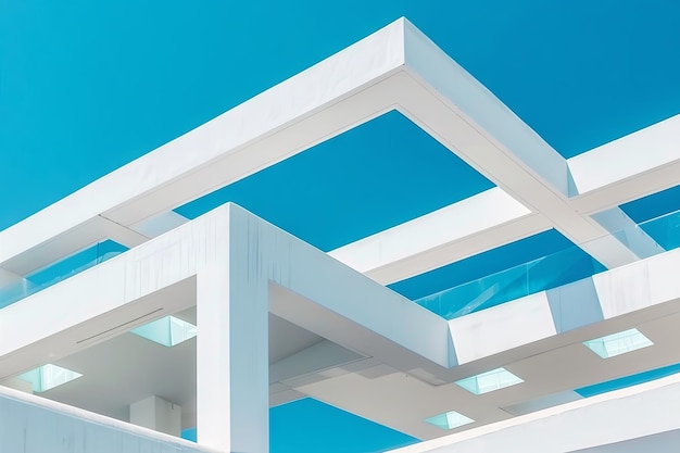 Modern architecture with clear blue sky and geometric shapes