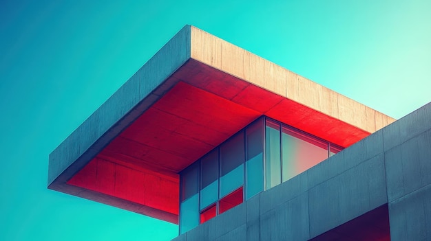 Modern Architecture with Red Accents