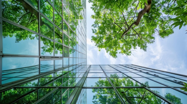 Modern Architecture with Tree Reflections