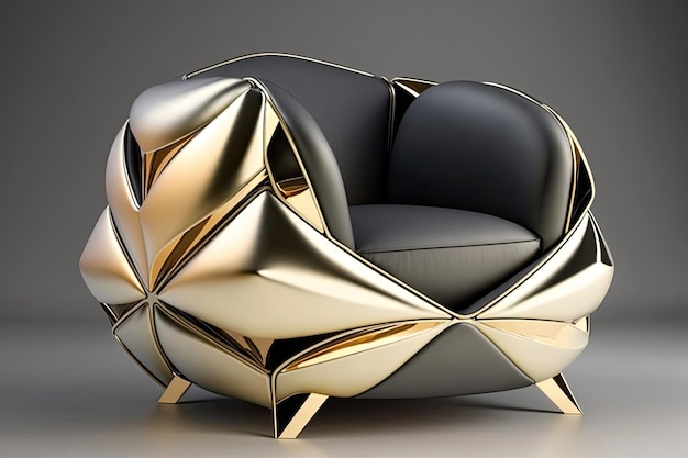 Modern armchair with sleek design metallic accents and luxurious padding created with generative ai