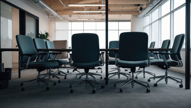 Photo a modern arrangement of office chairs in a minimalist meeting space